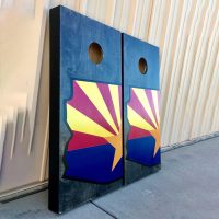 Arizonian cornhole board in natural light