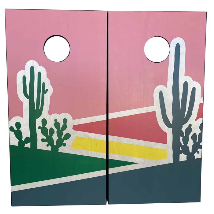 Awesome Cactus Full Color cornhole board on white background