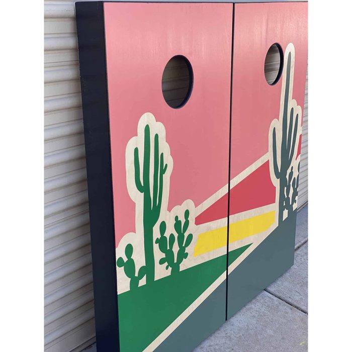 Awesome Cactus Full Color cornhole board in natural light