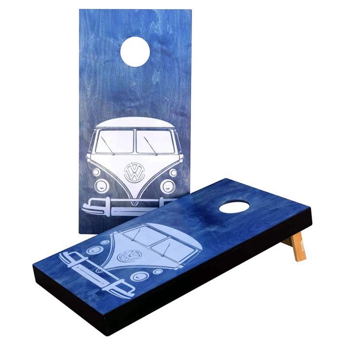 Front End VW Bus cornhole board on white background