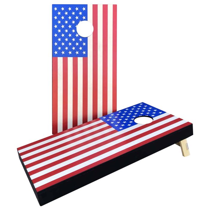 Full Color US Flag cornhole board on white background