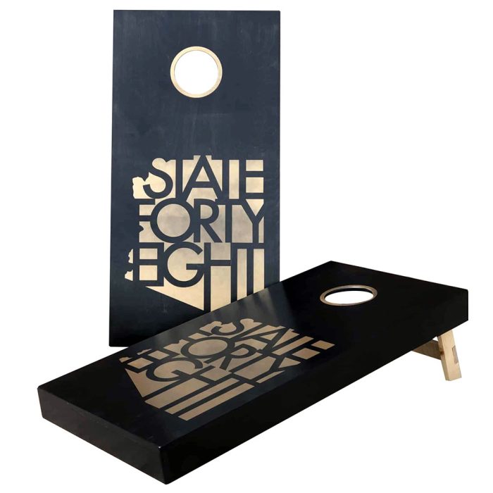 State Forty Eight Copper cornhole board with white background